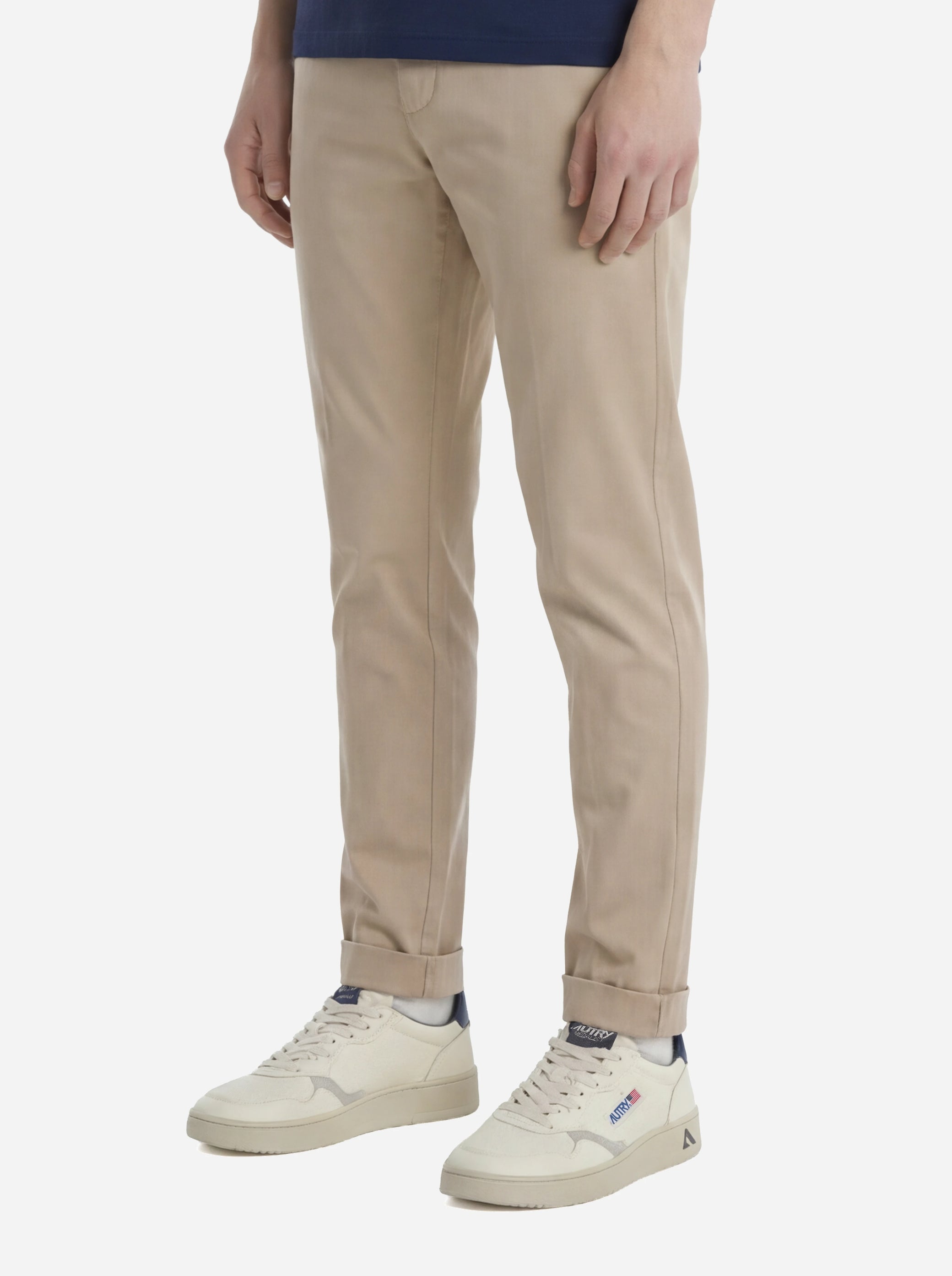 Pantalone slim fit Gaubert in gabardina di cotone beige