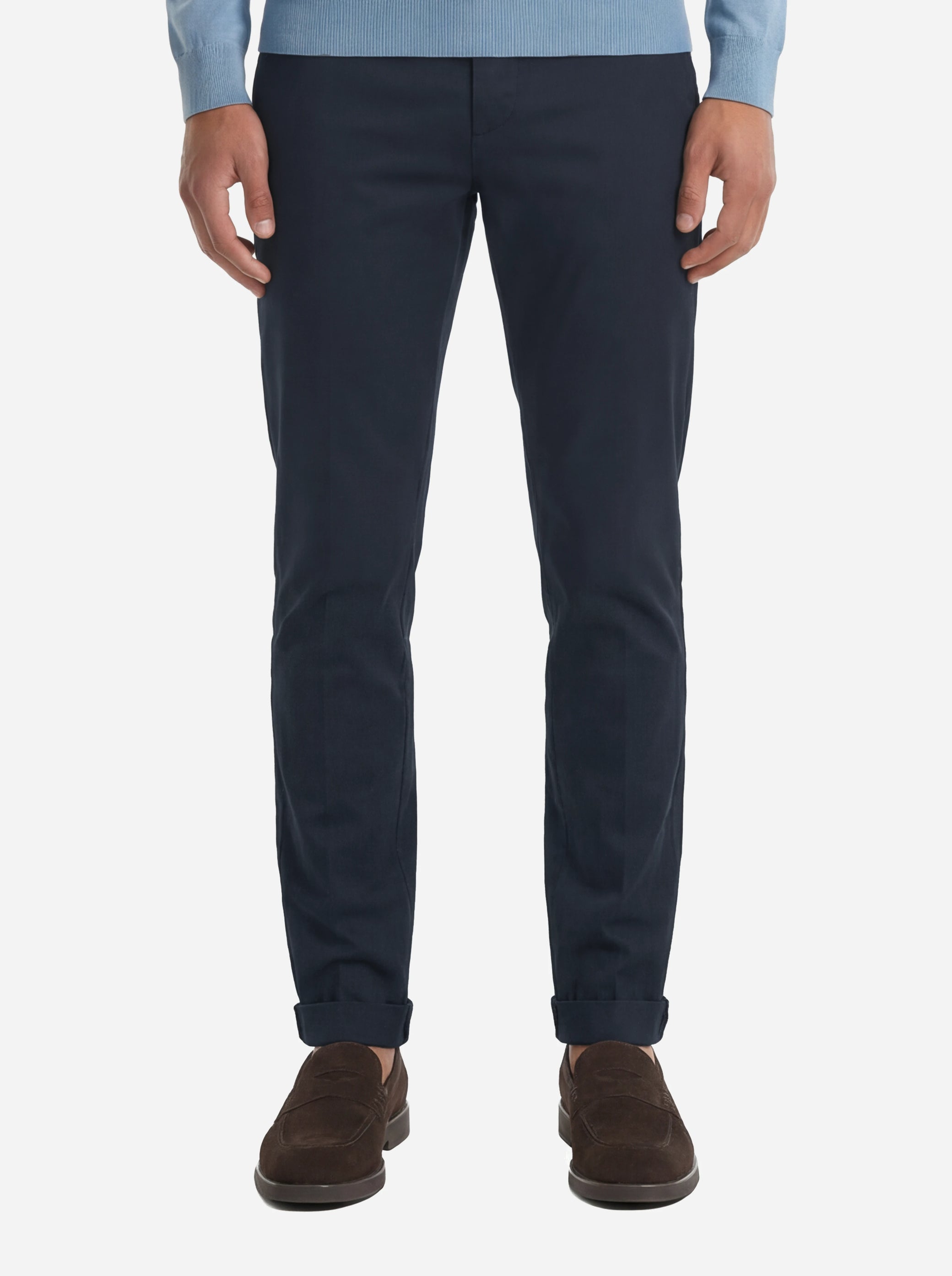 Pantalone slim fit Gaubert in gabardina di cotone blu
