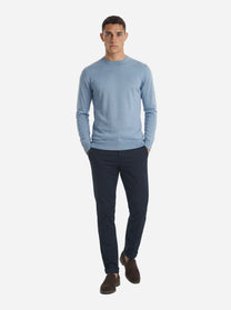 Pantalone slim fit Gaubert in gabardina di cotone blu