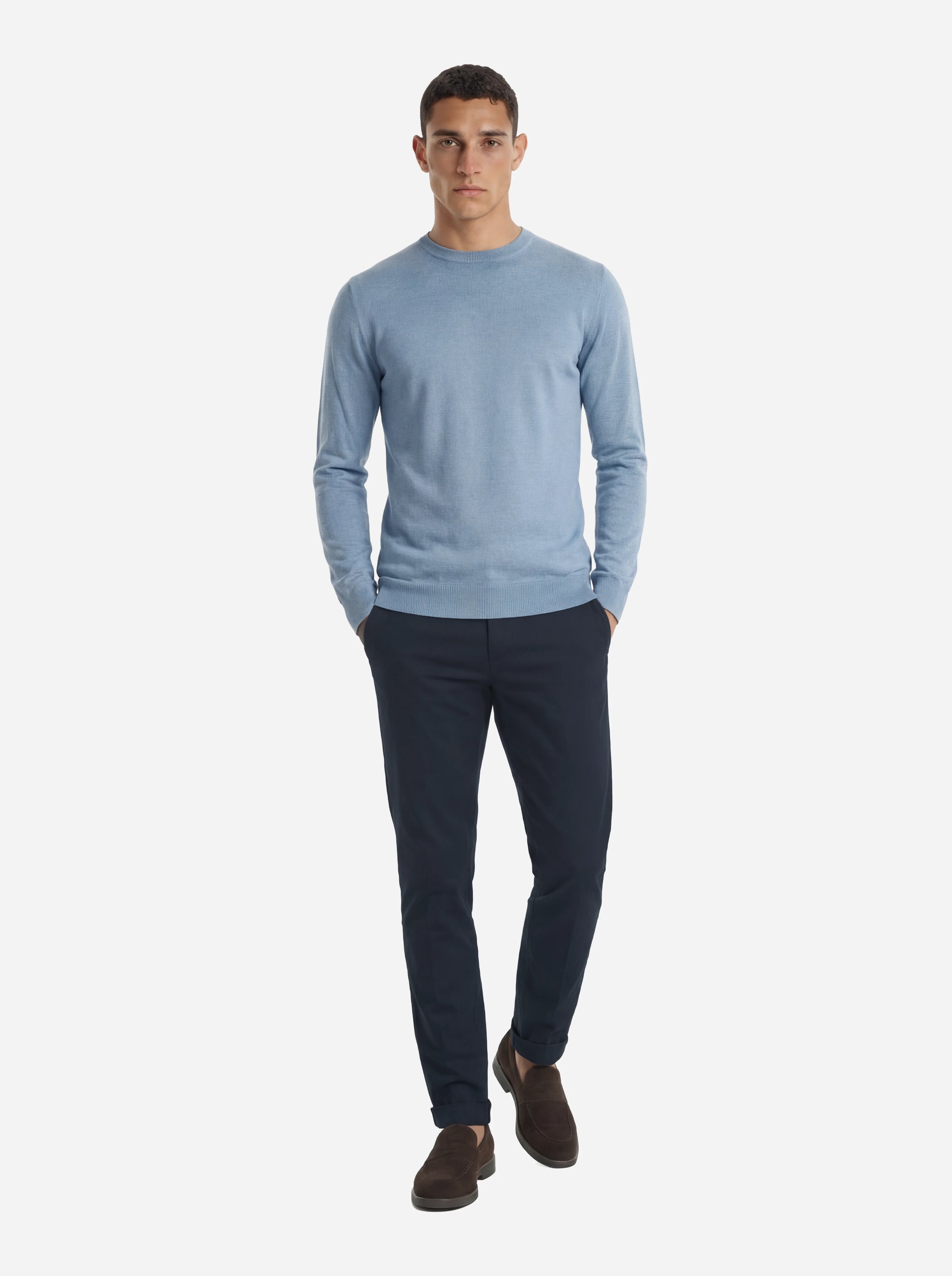 Pantalone slim fit Gaubert in gabardina di cotone blu