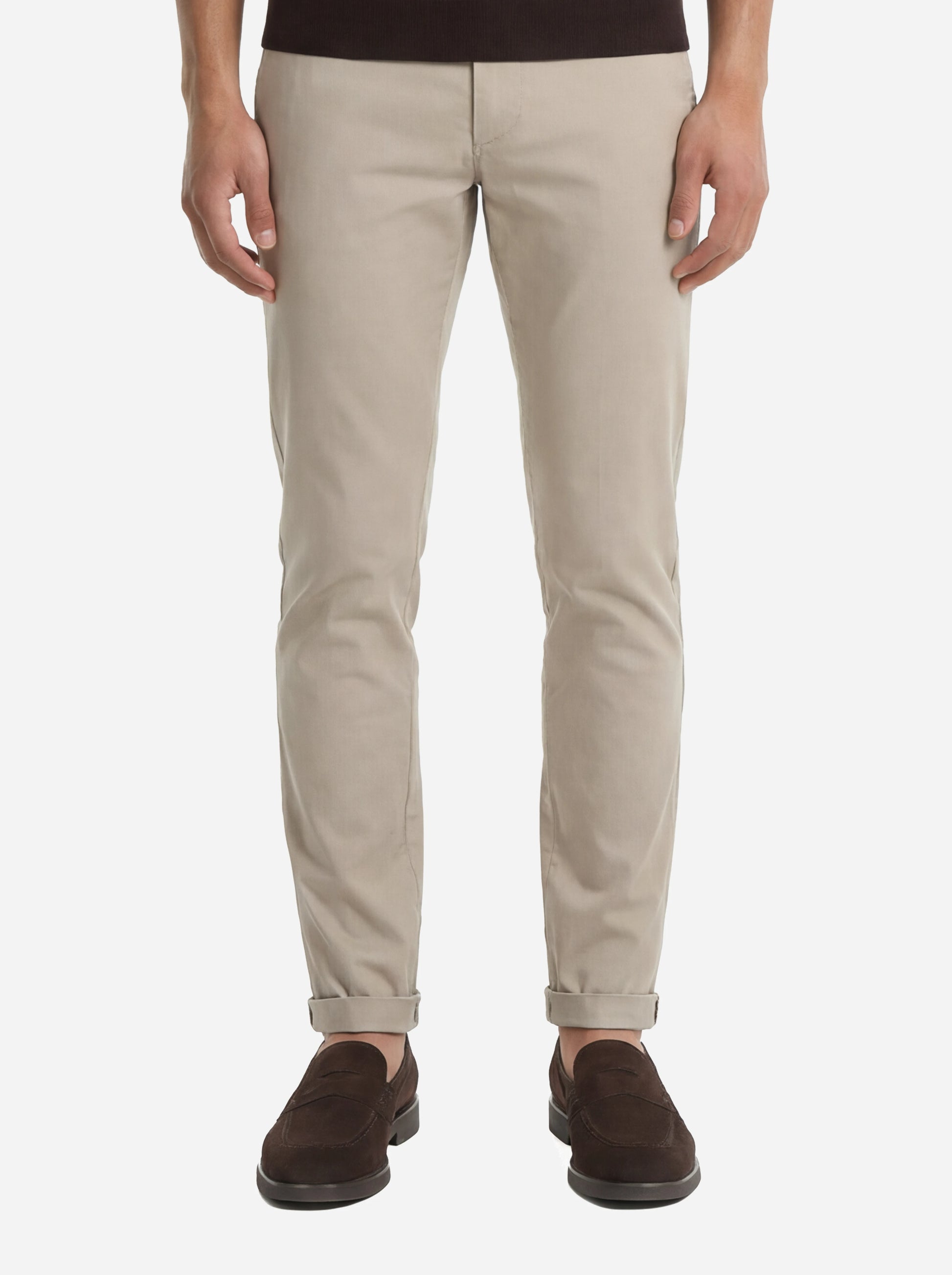 Pantalone slim fit Gaubert in popeline di cotone beige
