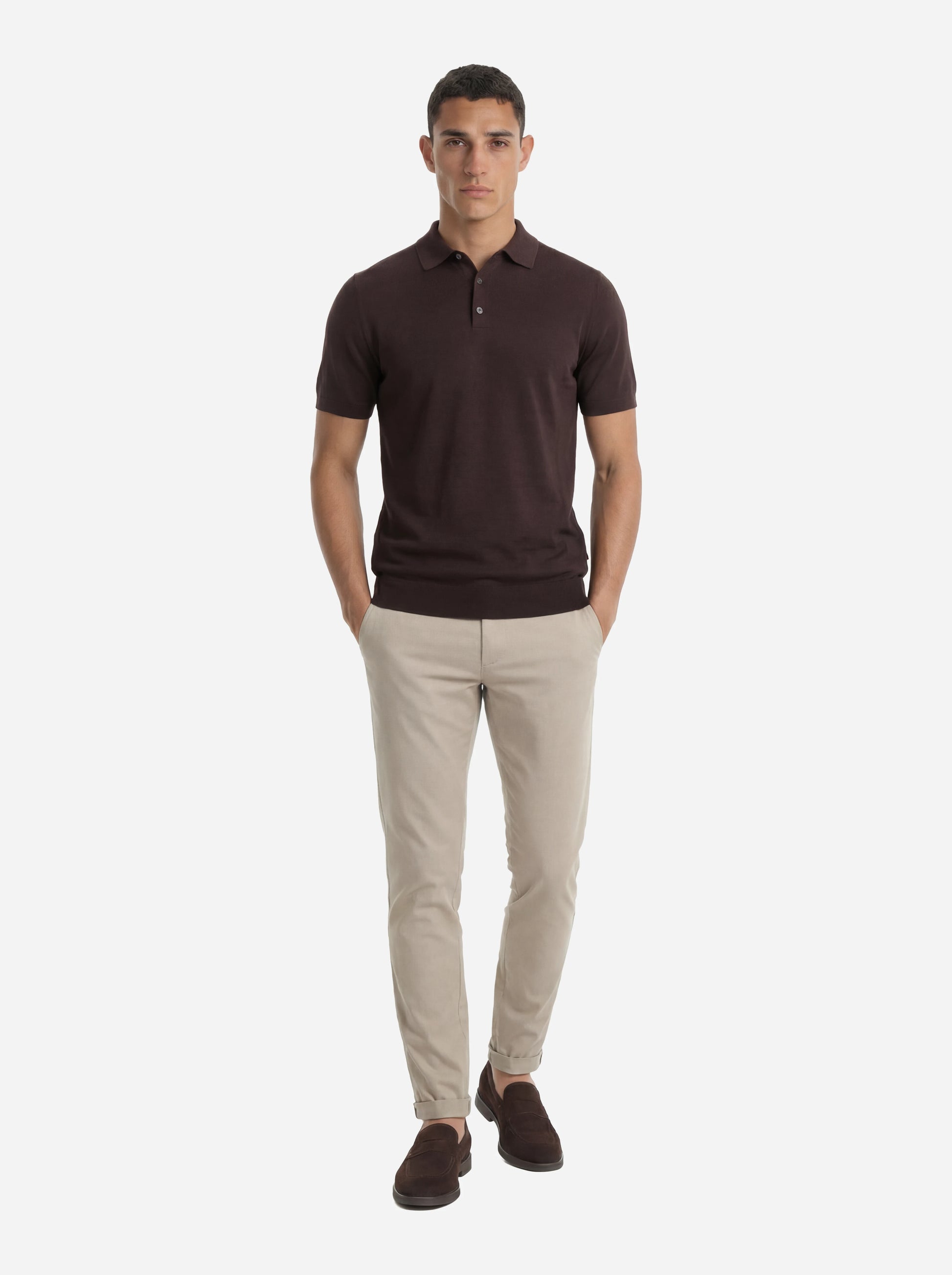Pantalone slim fit Gaubert in popeline di cotone beige