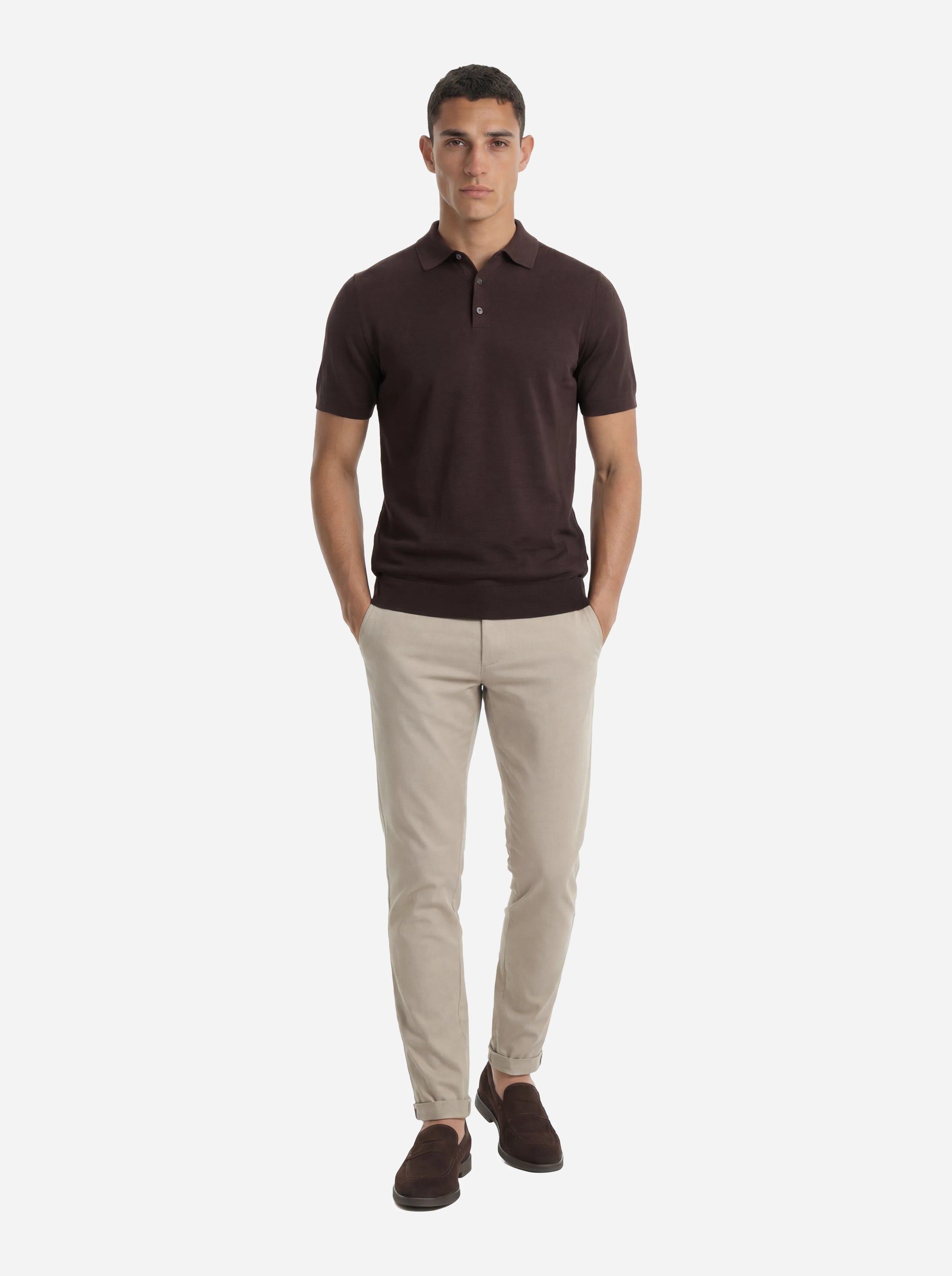 Pantalone slim fit Gaubert in popeline di cotone beige