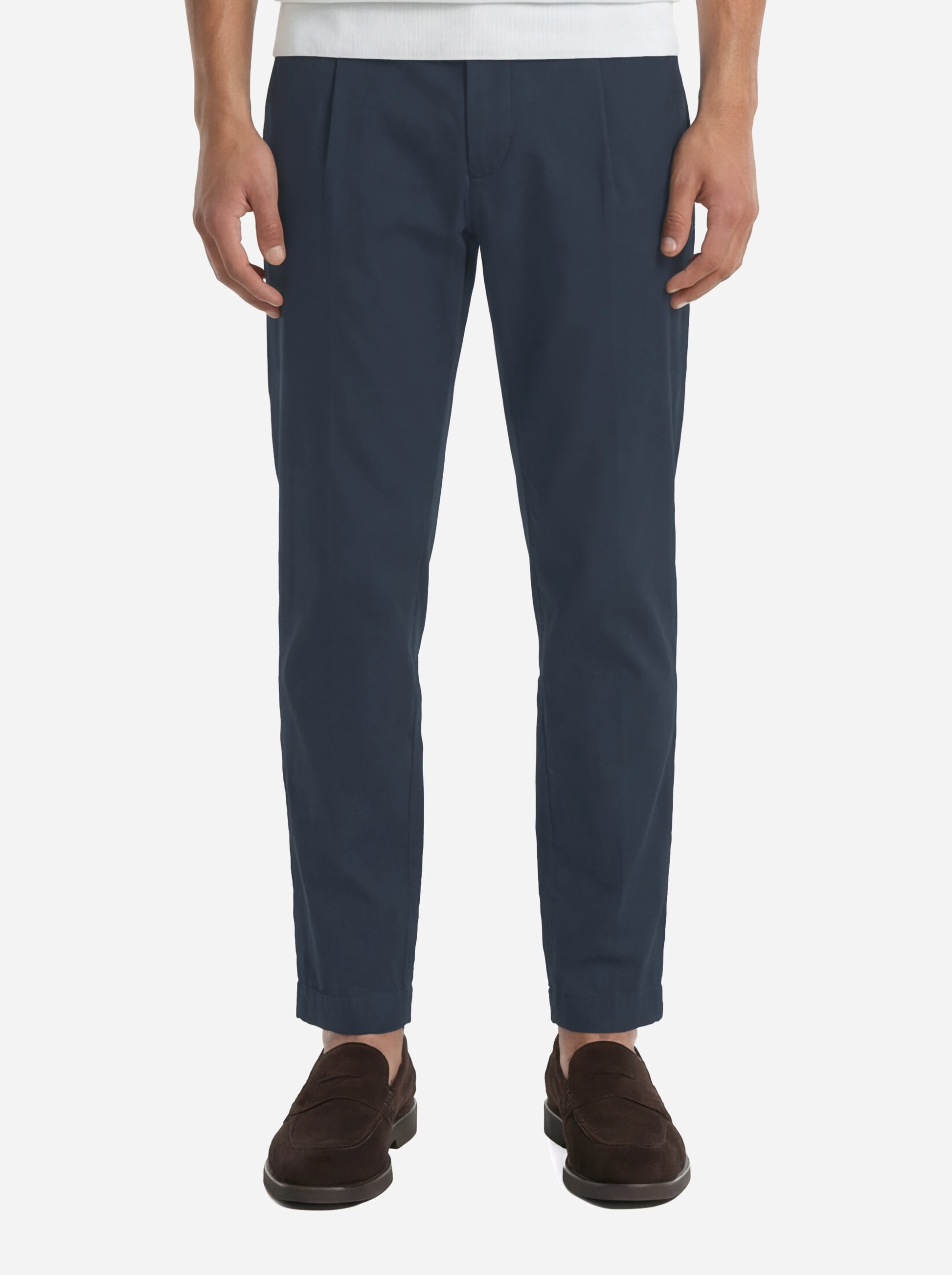 Pantalone carrot fit Ben in popeline di cotone blu