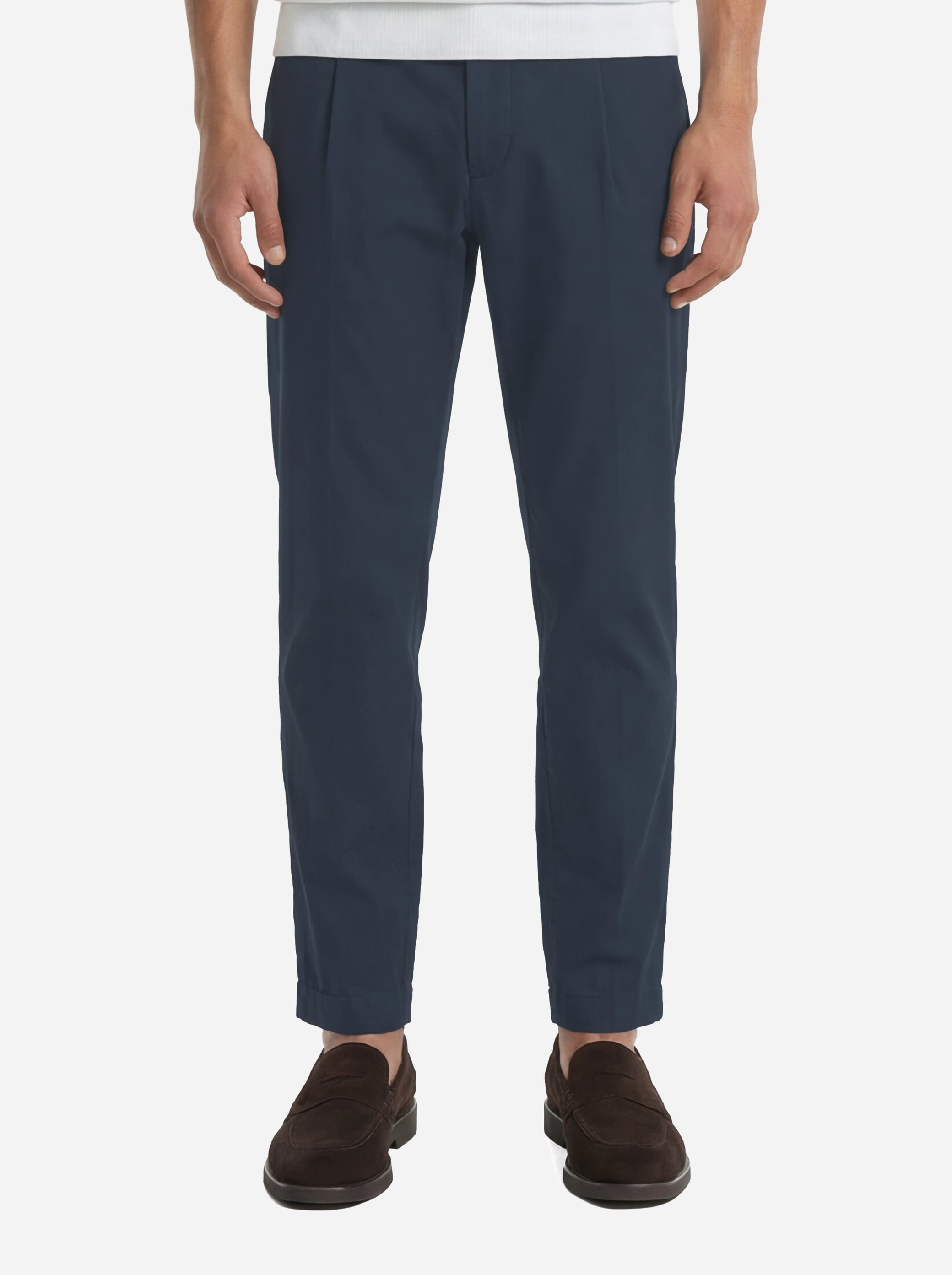 Pantalone carrot fit Ben in popeline di cotone blu