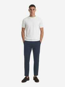 Pantalone carrot fit Ben in popeline di cotone blu