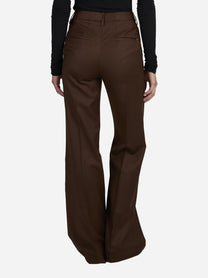Pantaloni Janice wide leg in lana marroni - indossato, vista posteriore