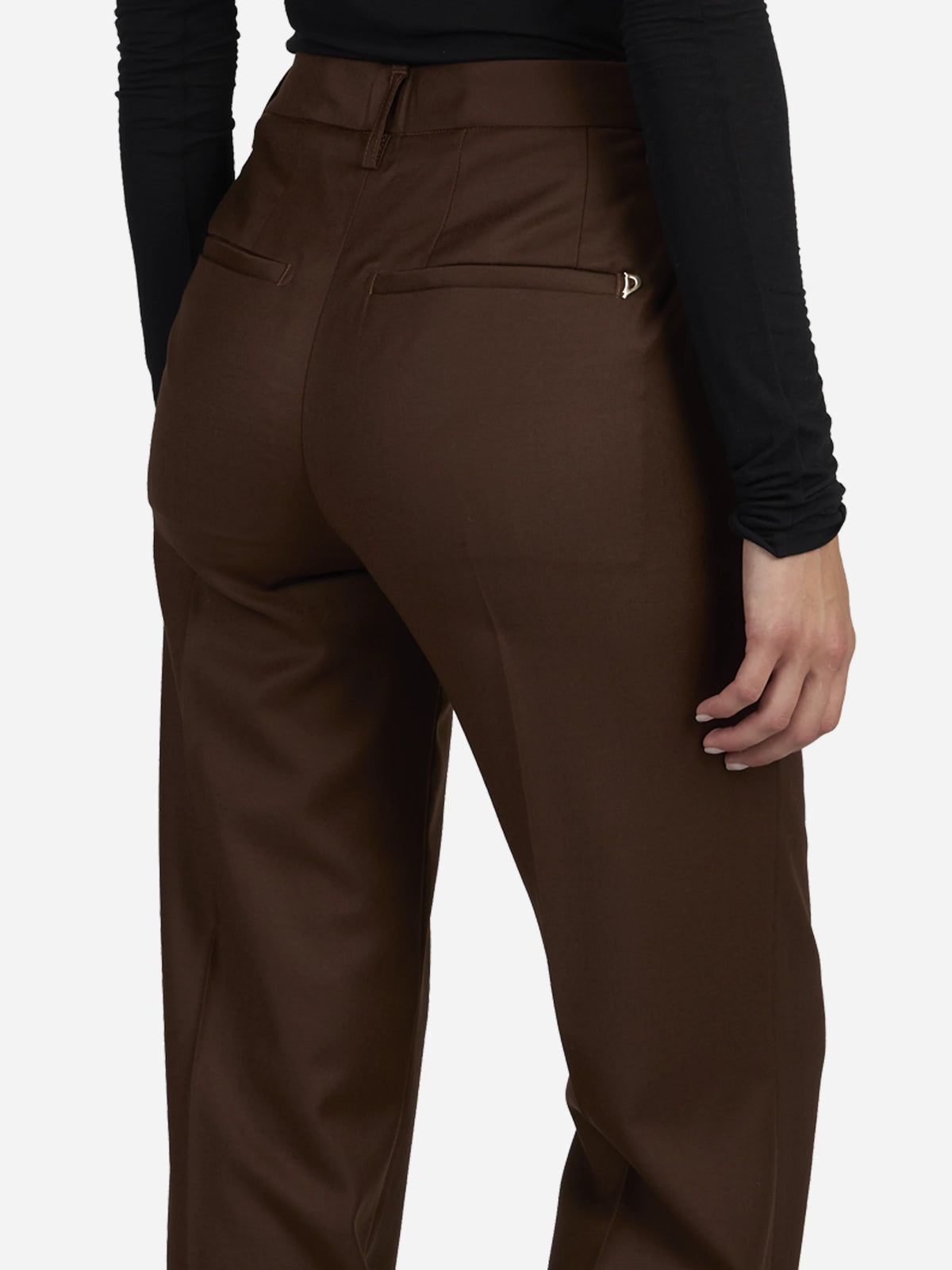 Pantaloni Janice wide leg in lana marroni - indossato, vista alternativa