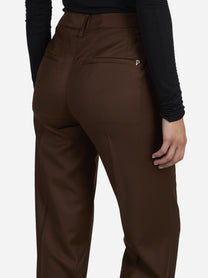 Pantaloni Janice wide leg in lana marroni - indossato, vista alternativa