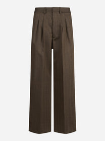 Pantaloni Eloise loose fit spinati marroni - vista frontale