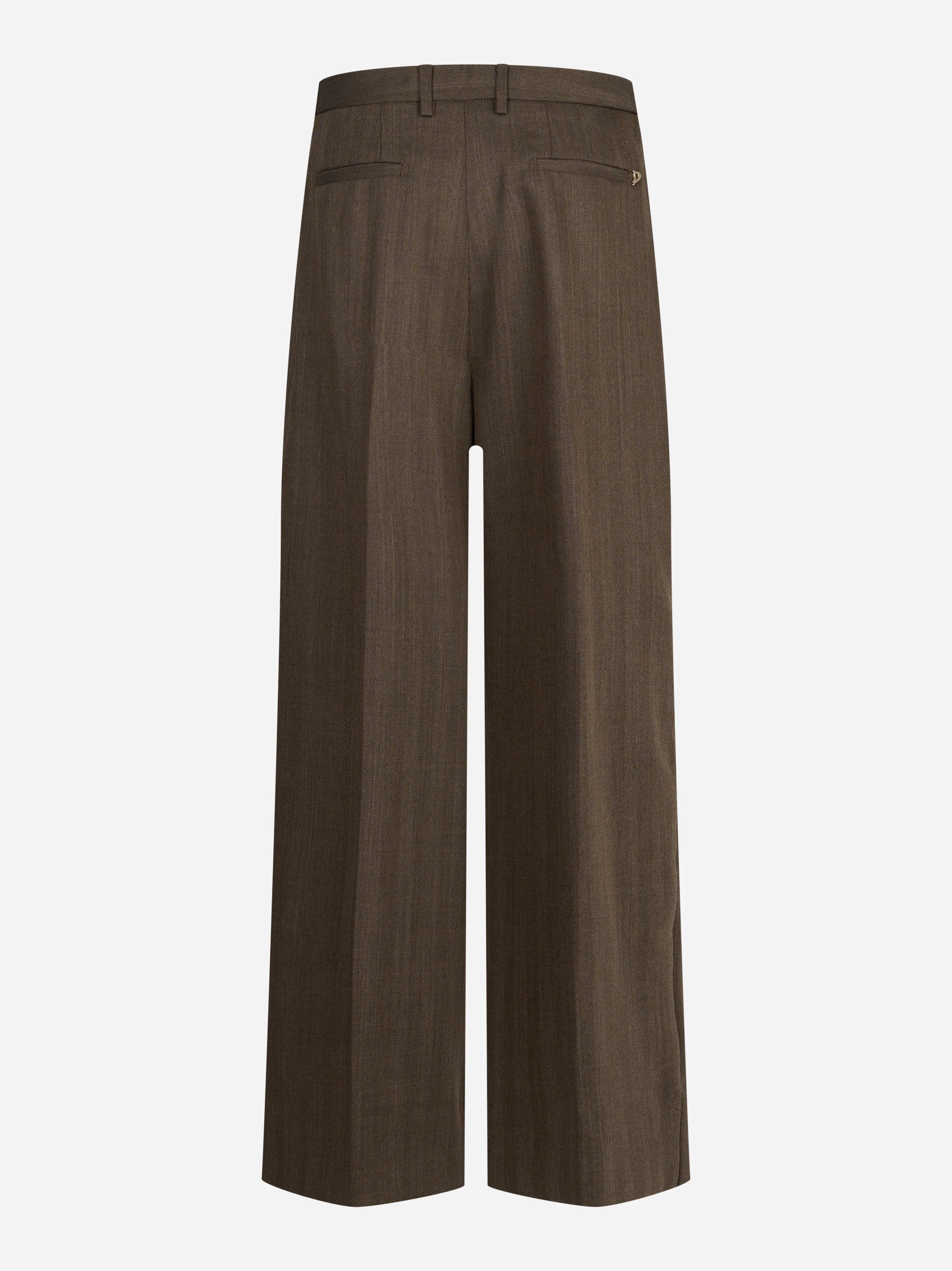 Pantaloni Eloise loose fit spinati marroni - vista posteriore