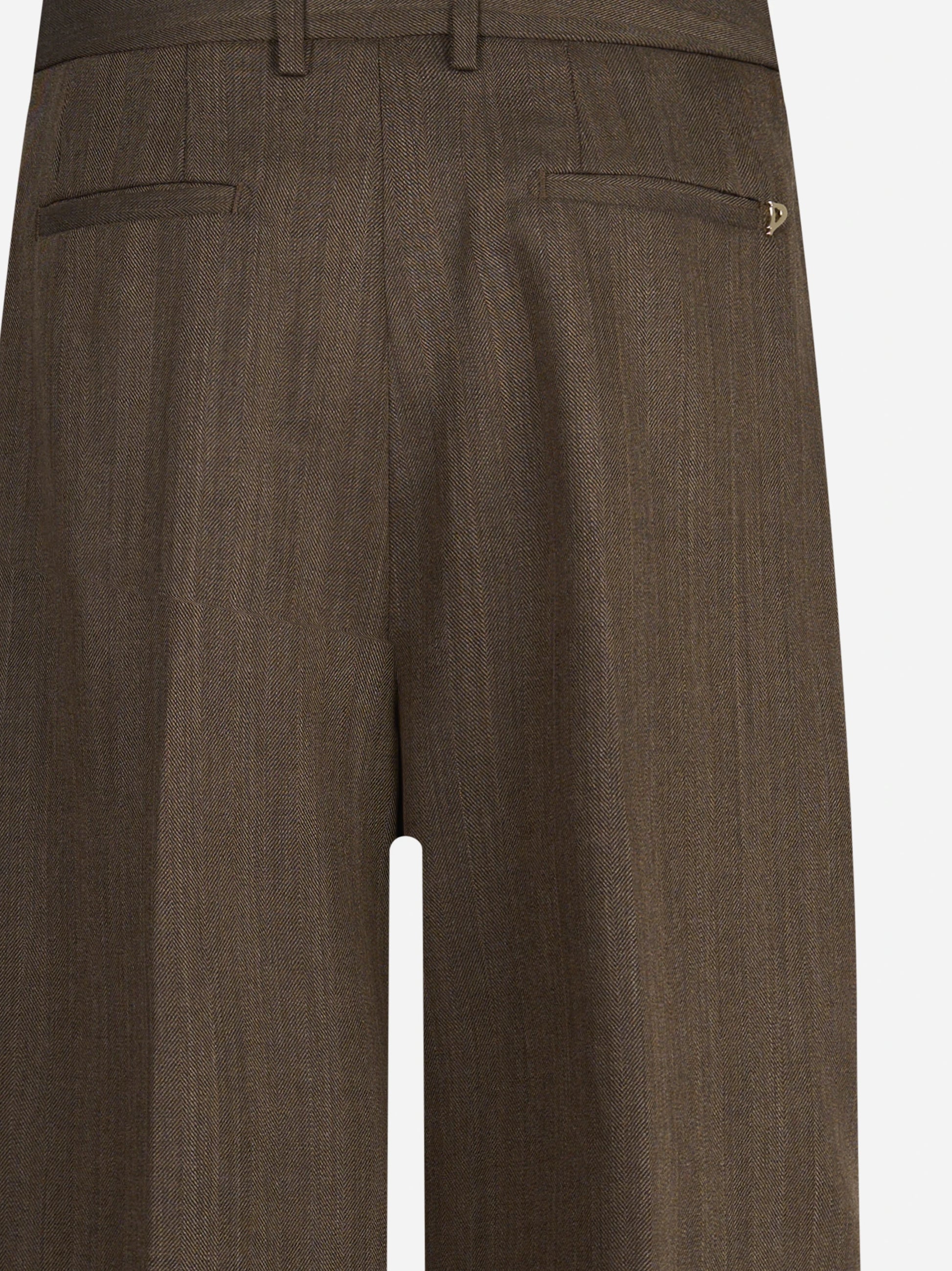 Pantaloni Eloise loose fit spinati marroni - dettaglio prodotto