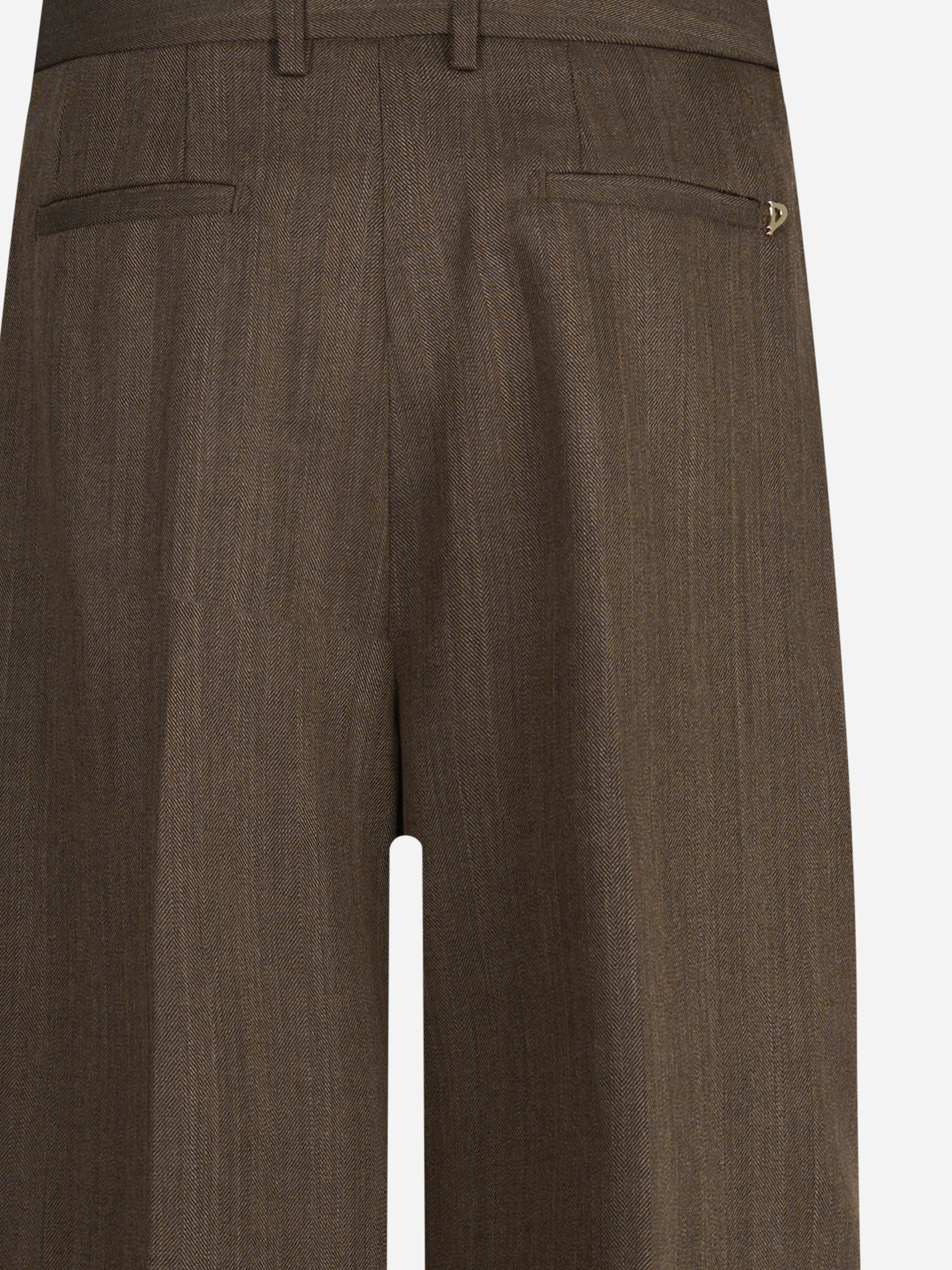 Pantaloni Eloise loose fit spinati marroni - dettaglio prodotto
