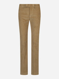 Pantaloni Eleanor regular fit in velluto beige - vista frontale
