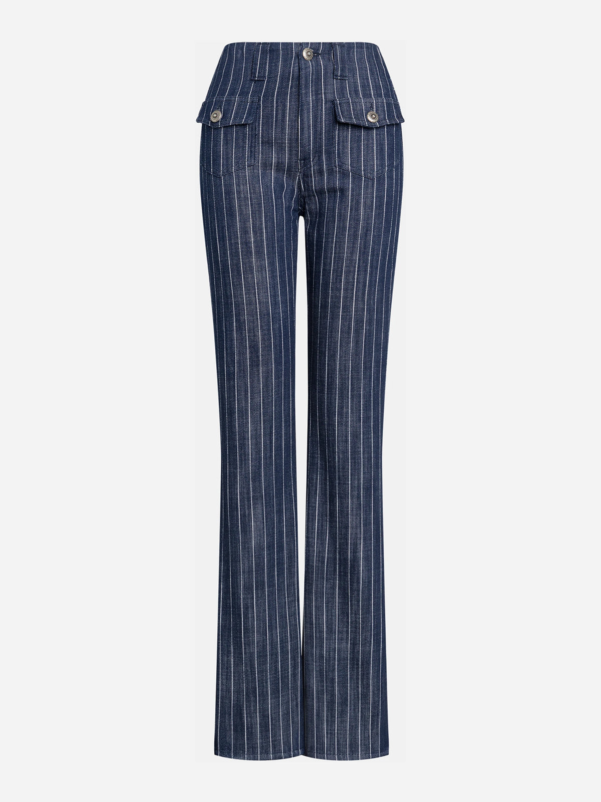 Pantaloni sartoriali gessati blu - vista frontale