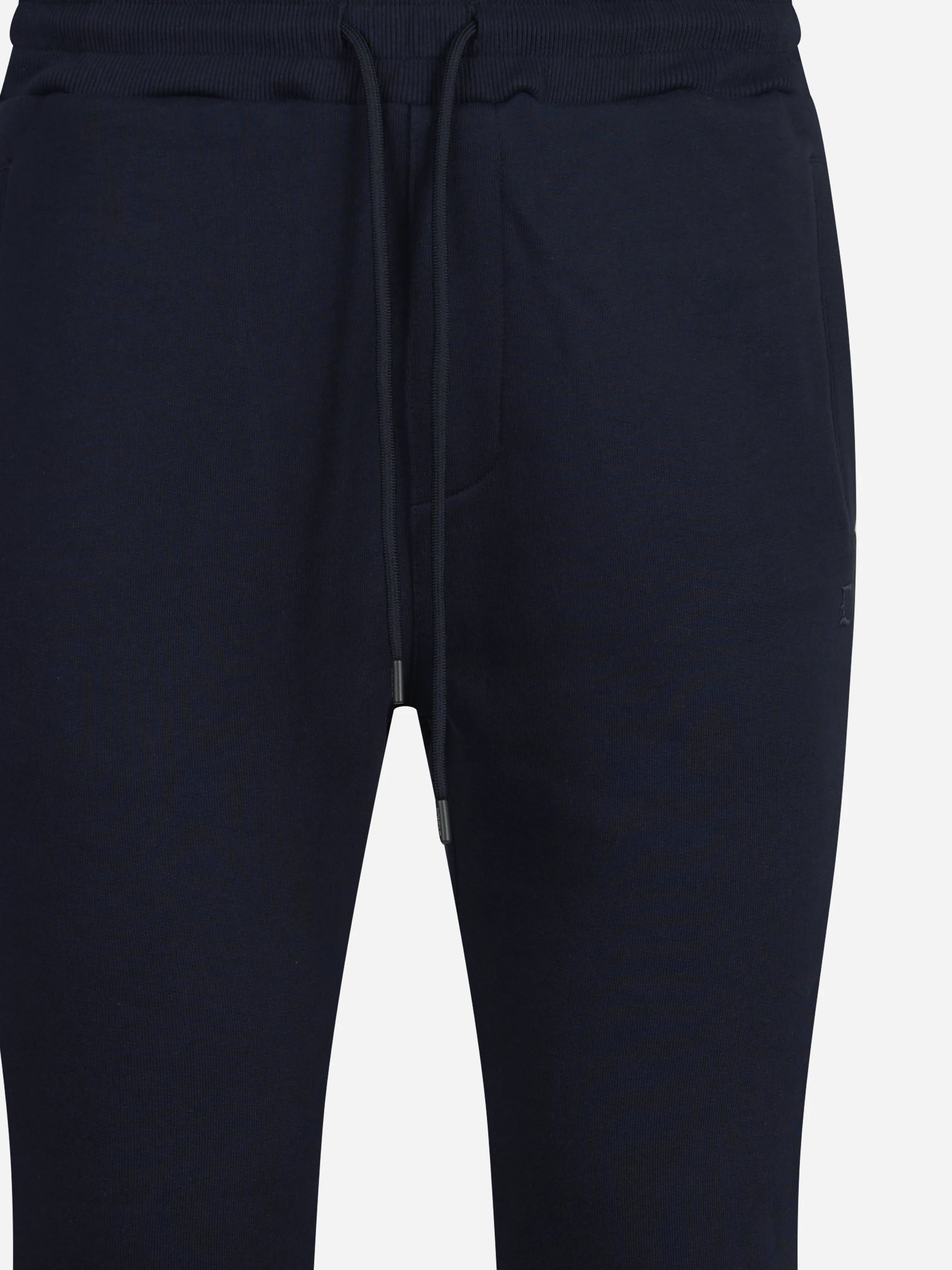 Pantaloni jogging in felpa blu - vista laterale e dettagli