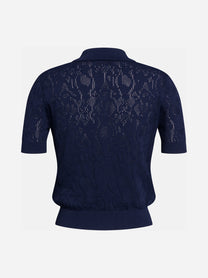 Polo in pizzo blu - vista posteriore