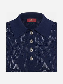 Polo in pizzo blu - dettaglio del prodotto