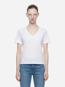 T-shirt scollo a v bianca in modal e seta