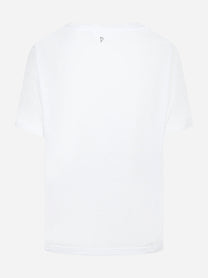 T-shirt scollo a v bianca in modal e seta
