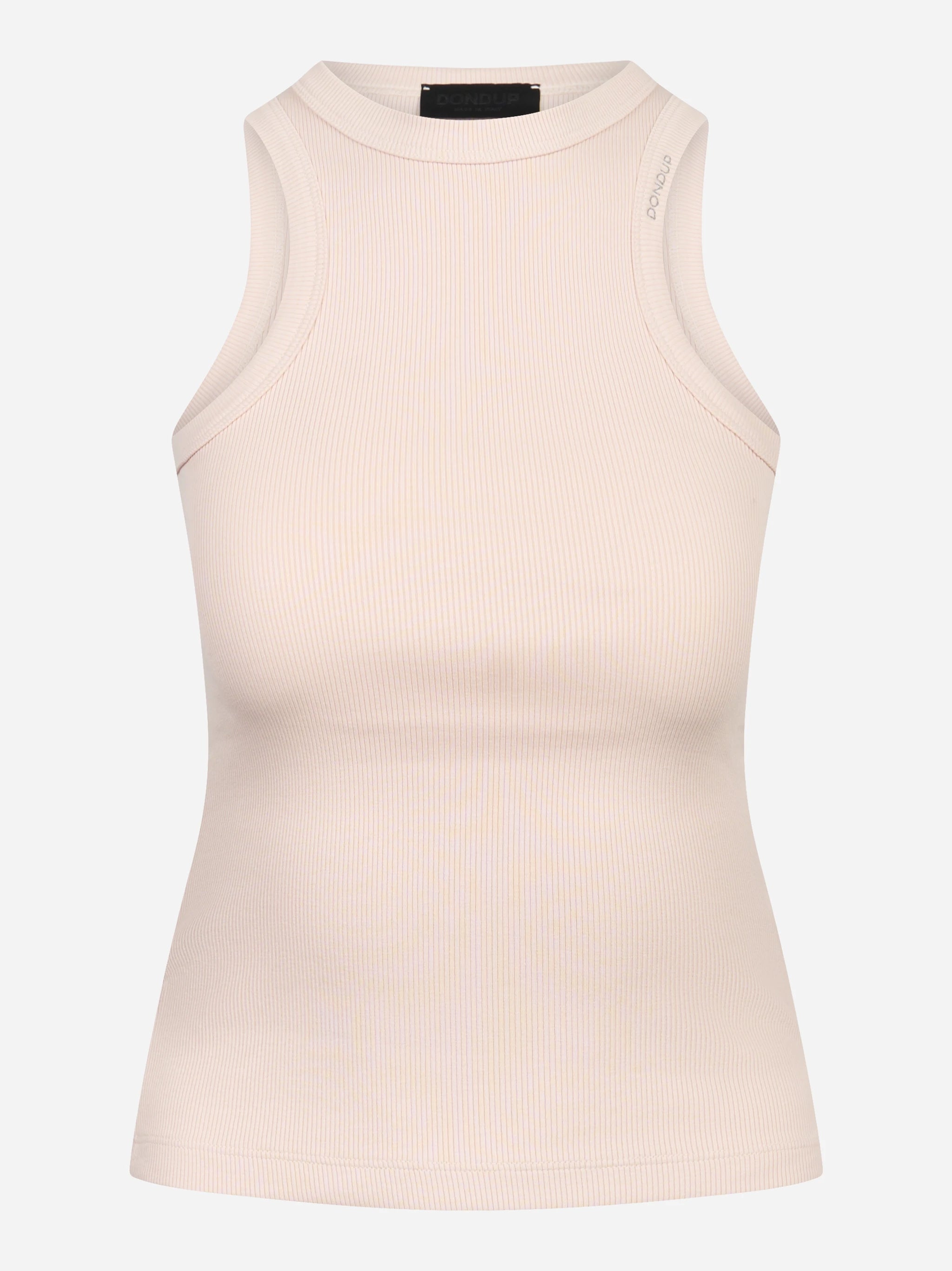 Canotta girocollo slim in costina di cotone rosa