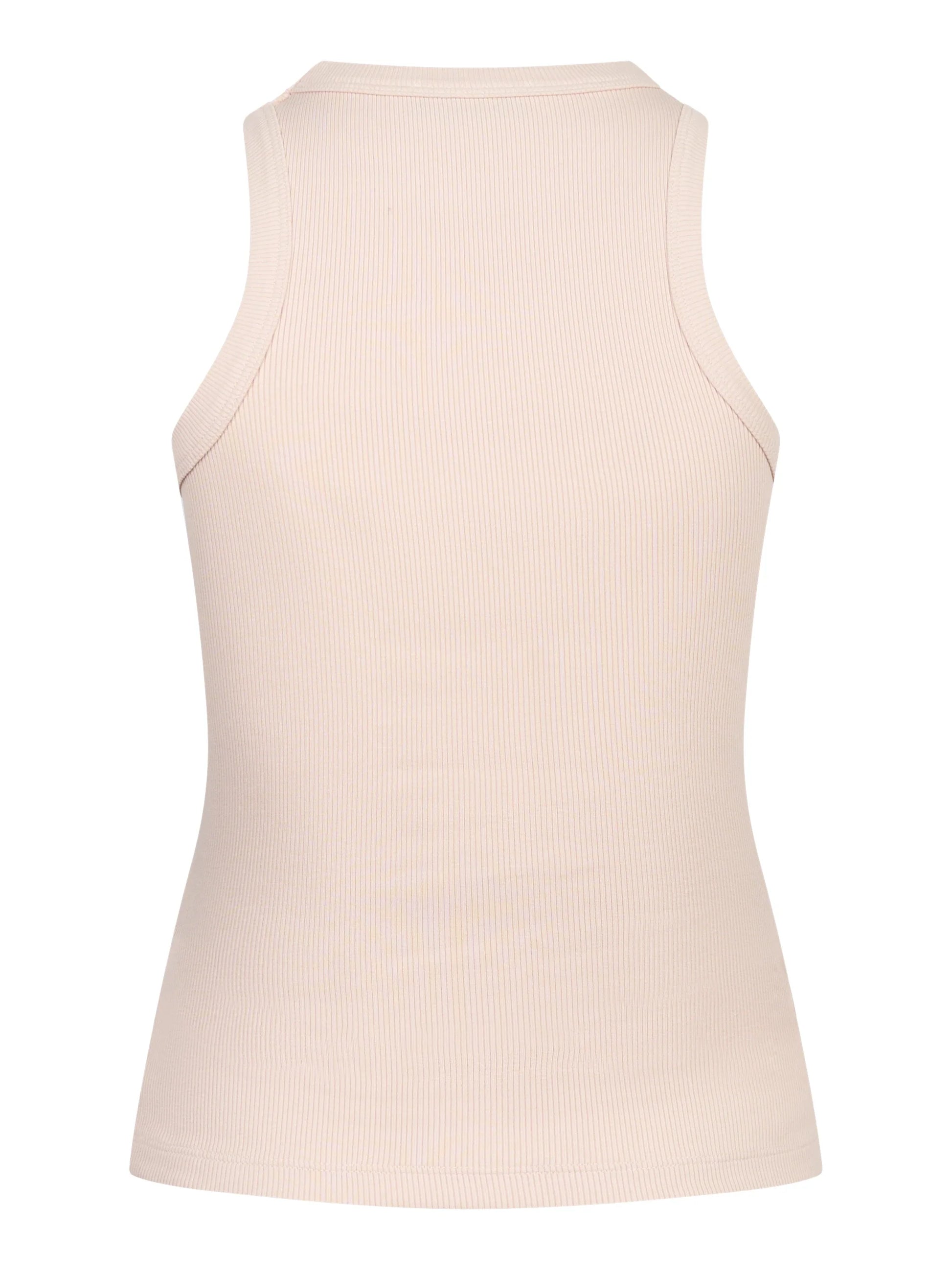 Canotta girocollo slim in costina di cotone rosa