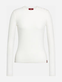 T-shirt slim a maniche lunghe bianca - vista frontale