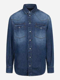 Camicia texana regular-fit in denim blu DONDUP – immagine 1 di 3