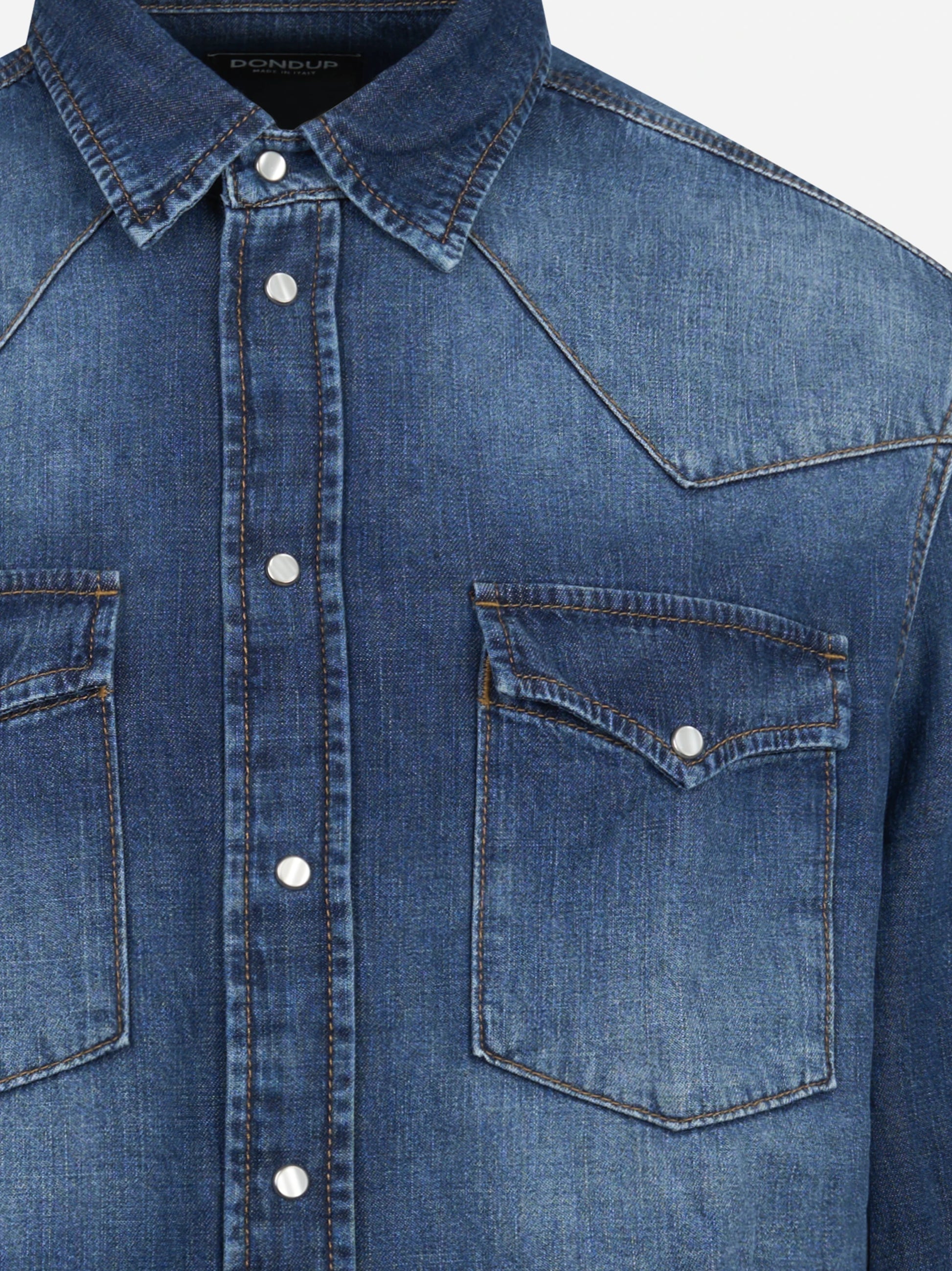 Camicia texana regular-fit in denim blu DONDUP – immagine 3 di 3