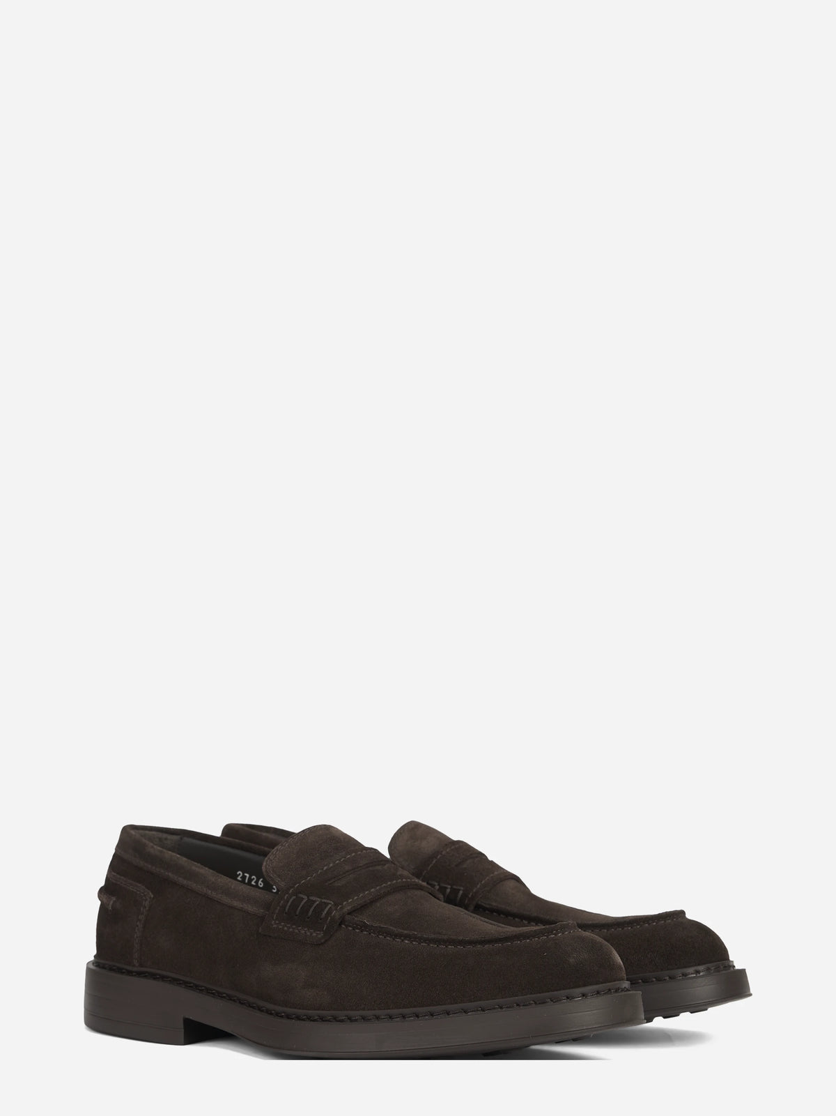 Mocassino Penny Adler in suede marrone - vista tre quarti