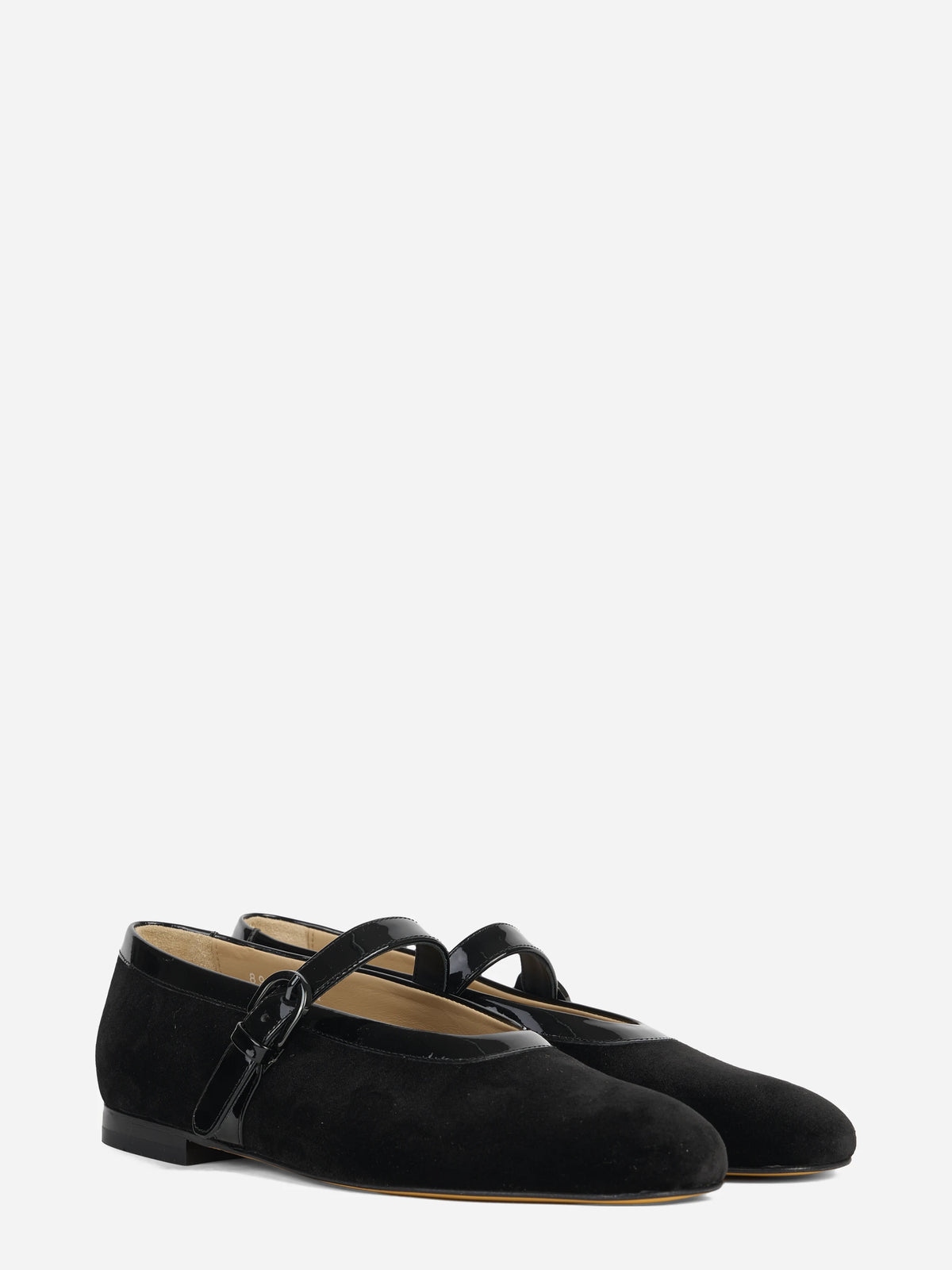 Ballerina Mary Jane in pelle nera - vista tre quarti