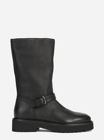 Stivale biker in pelle nera - vista laterale
