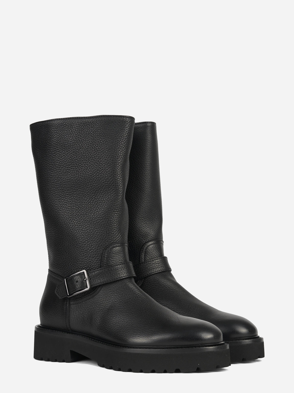 Stivale biker in pelle nera - vista tre quarti