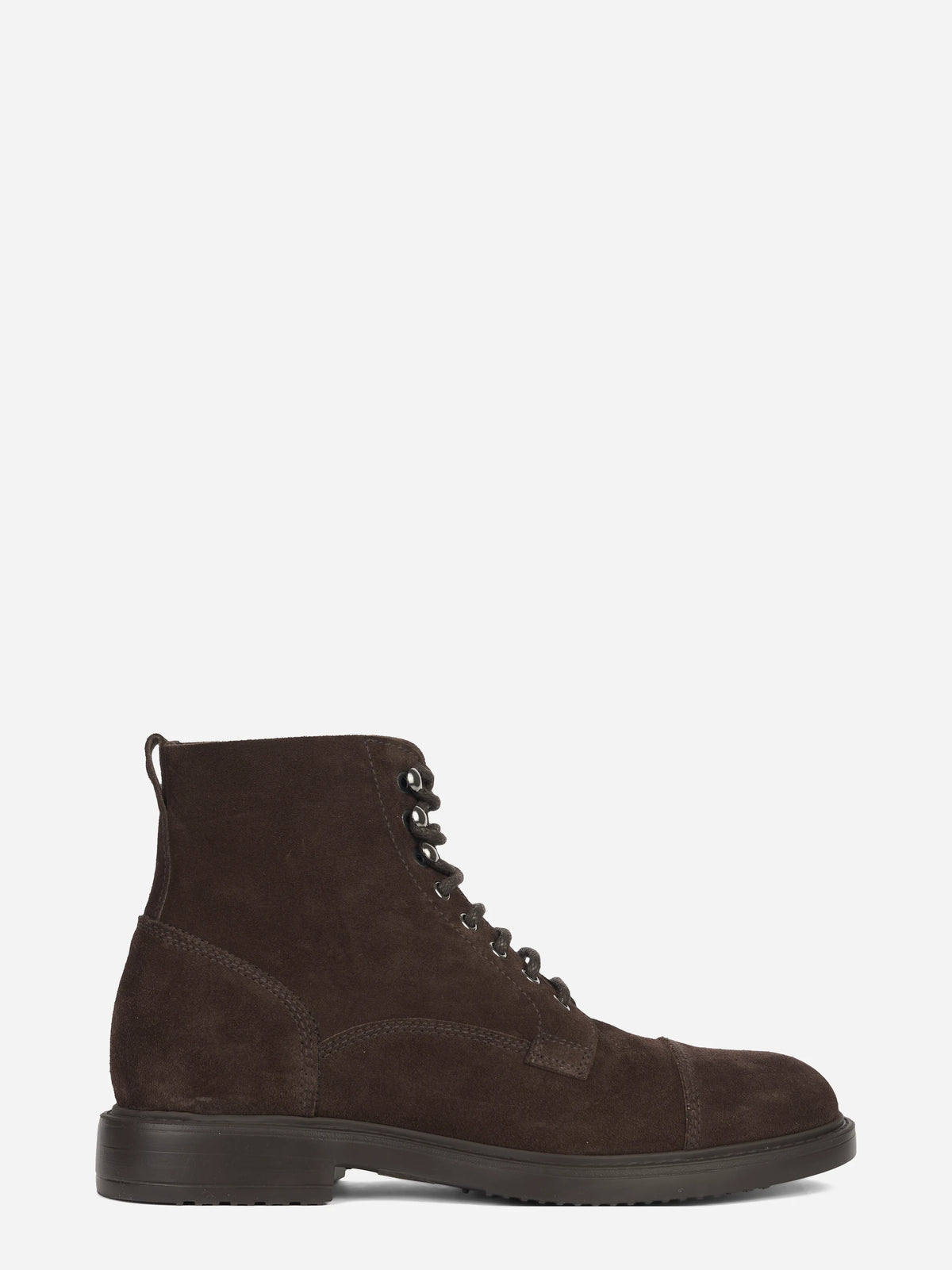 Scarponcino stringato in suede marrone Terre - vista laterale