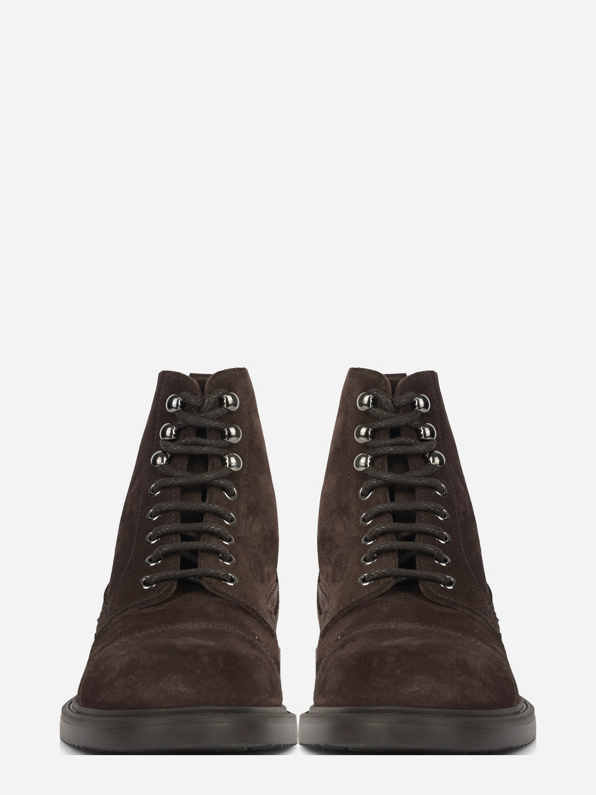 Scarponcino stringato in suede marrone Terre - vista frontale