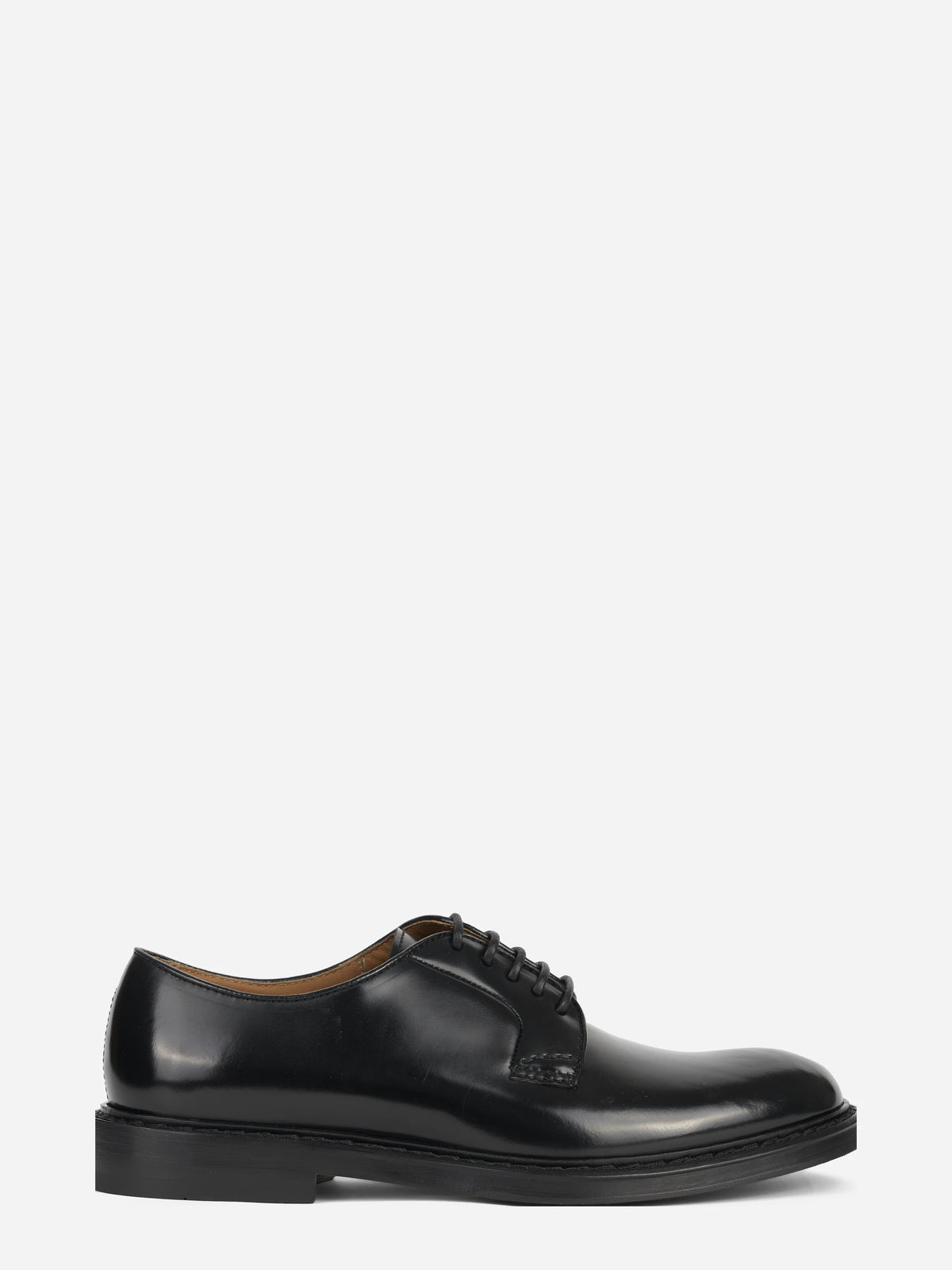 Stringata Derby Horse in pelle nera - vista laterale
