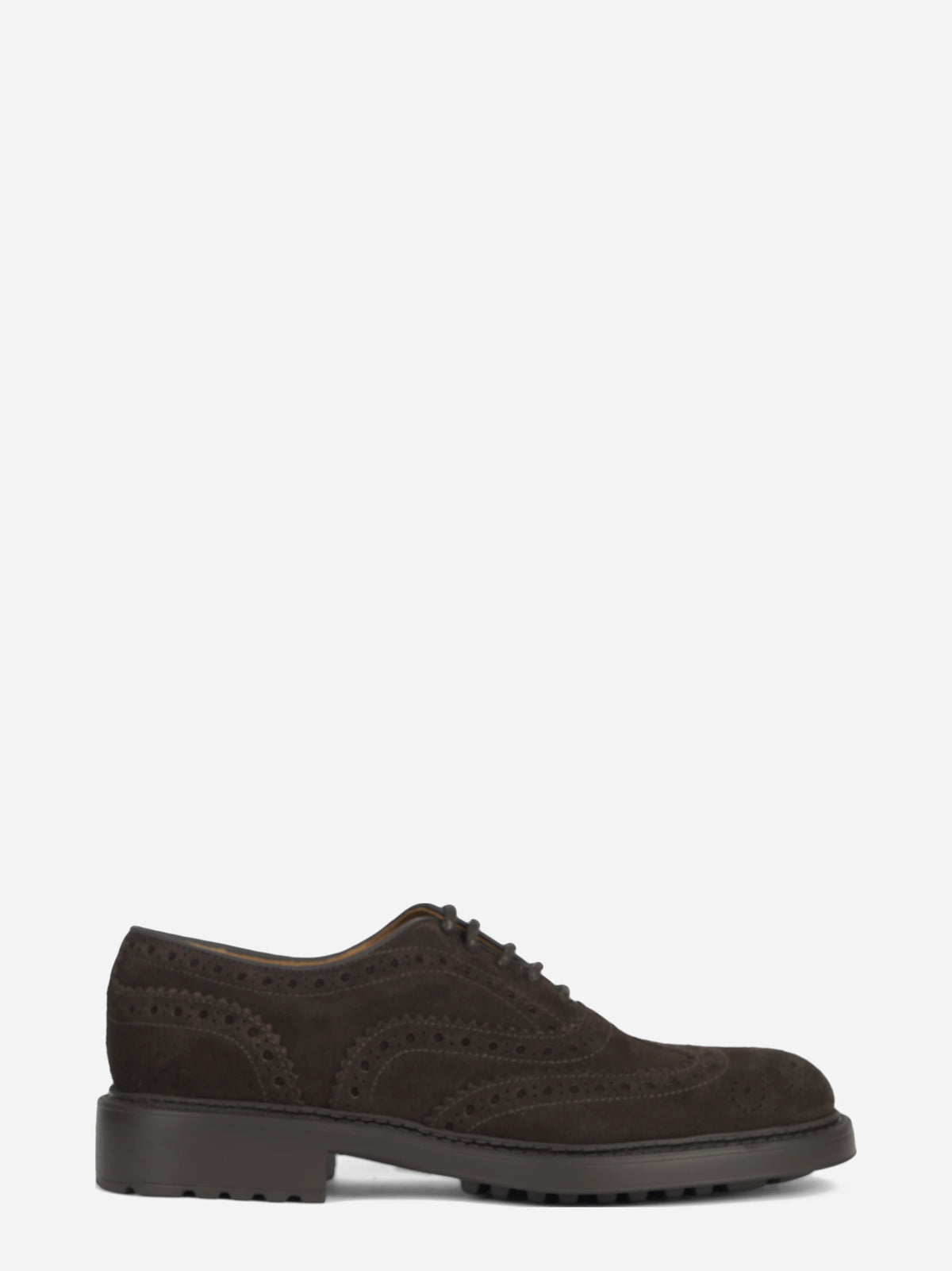 Francesina brogue in suede marrone - vista laterale