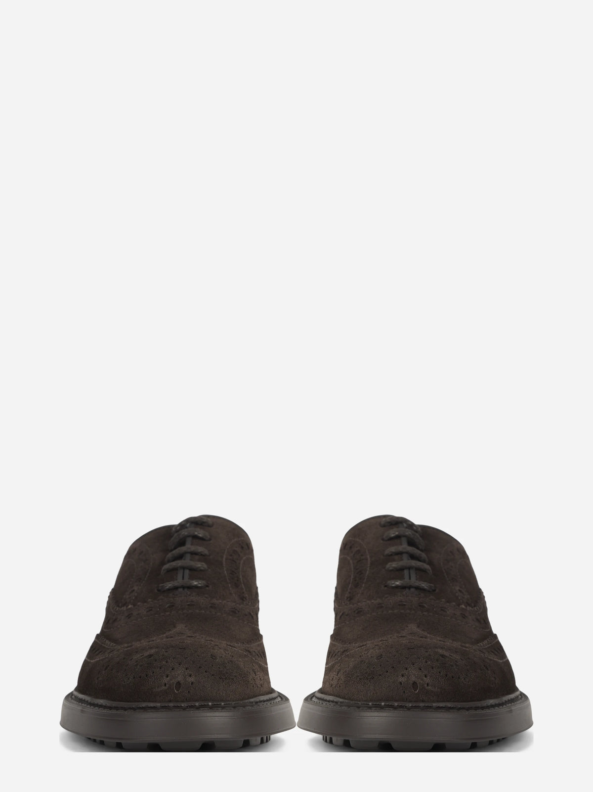 Francesina brogue in suede marrone - vista frontale