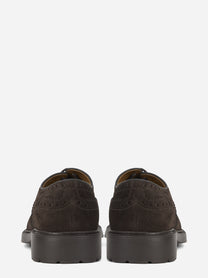 Francesina brogue in suede marrone - vista posteriore