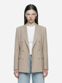 Blazer doppiopetto con motivo gessato beige