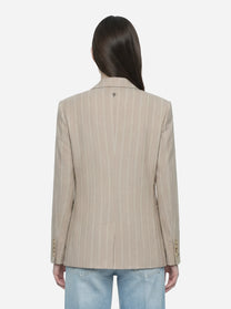 Blazer doppiopetto con motivo gessato beige