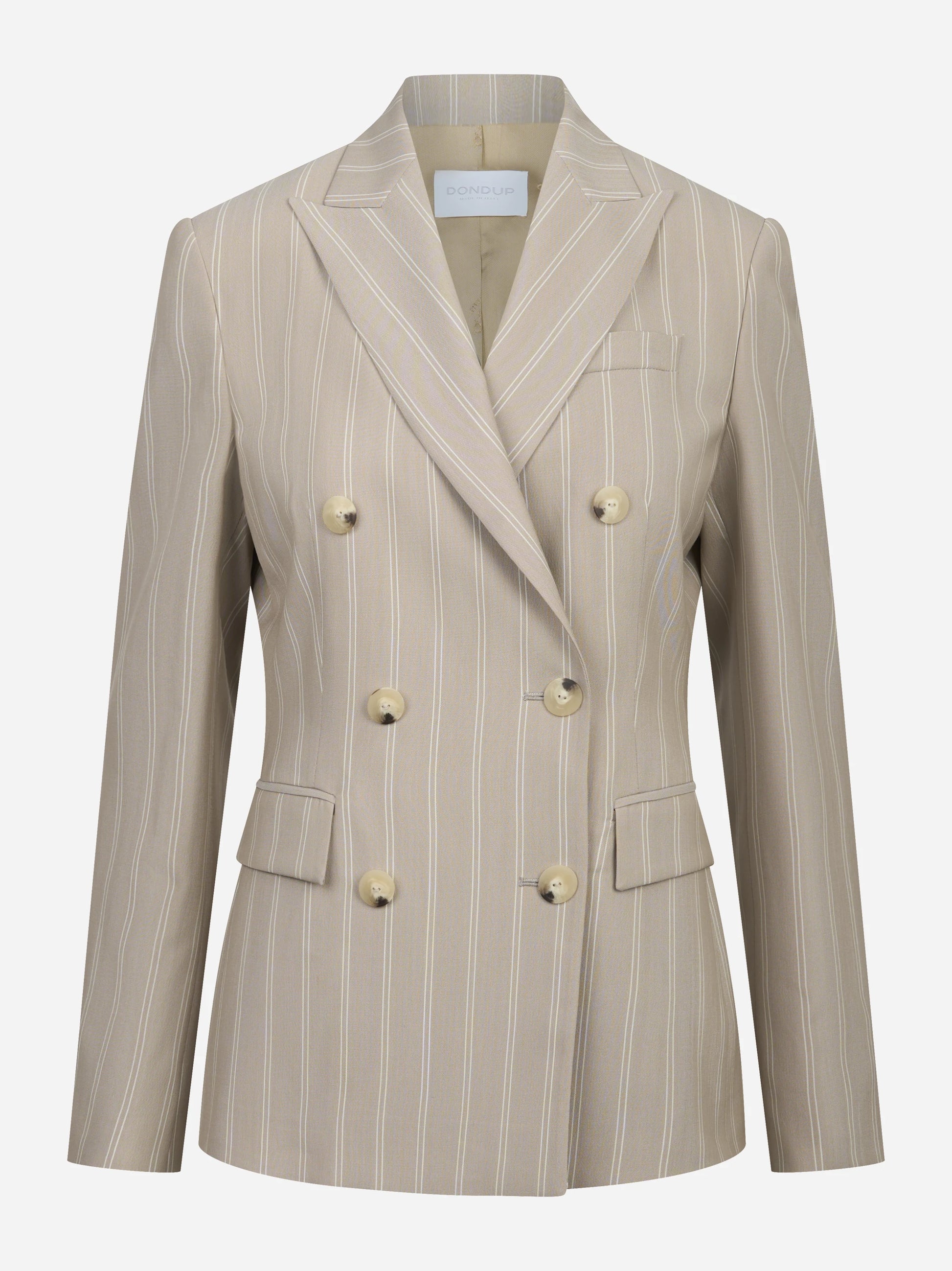 Blazer doppiopetto con motivo gessato beige