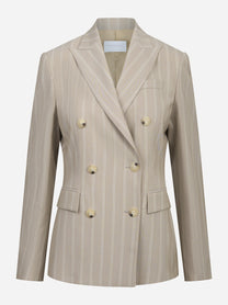Blazer doppiopetto con motivo gessato beige