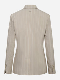 Blazer doppiopetto con motivo gessato beige