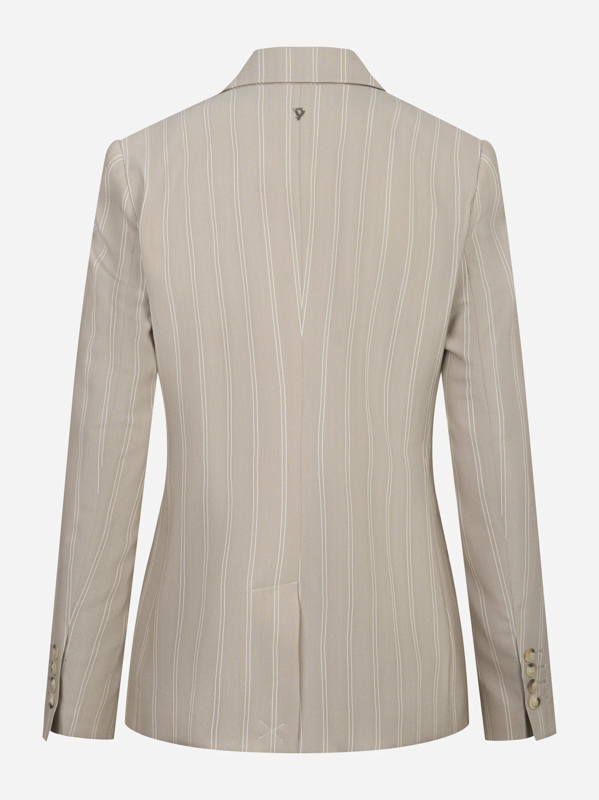 Blazer doppiopetto con motivo gessato beige