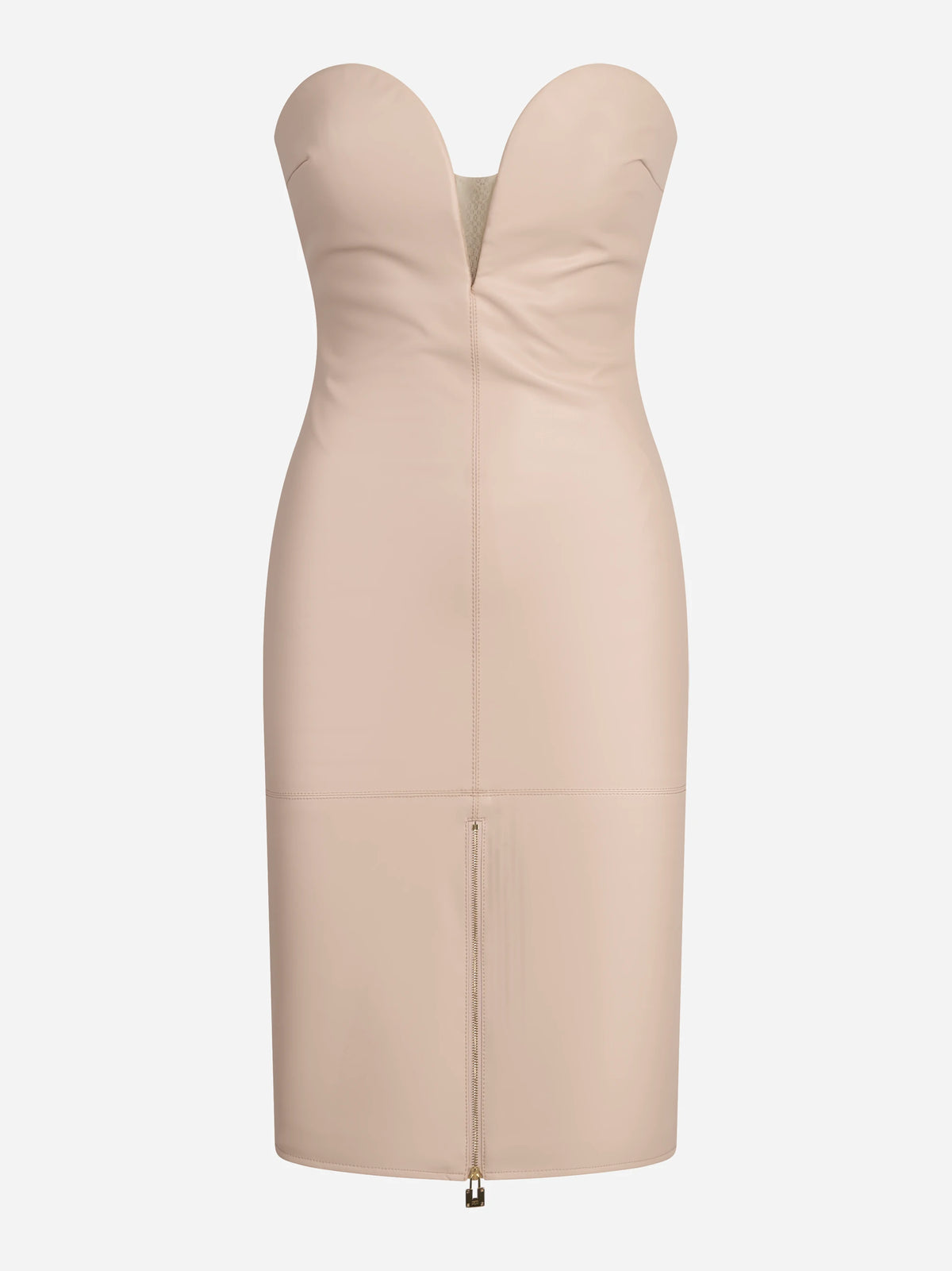 Abito con scollo a cuore e zip gioiello nude - vista frontale