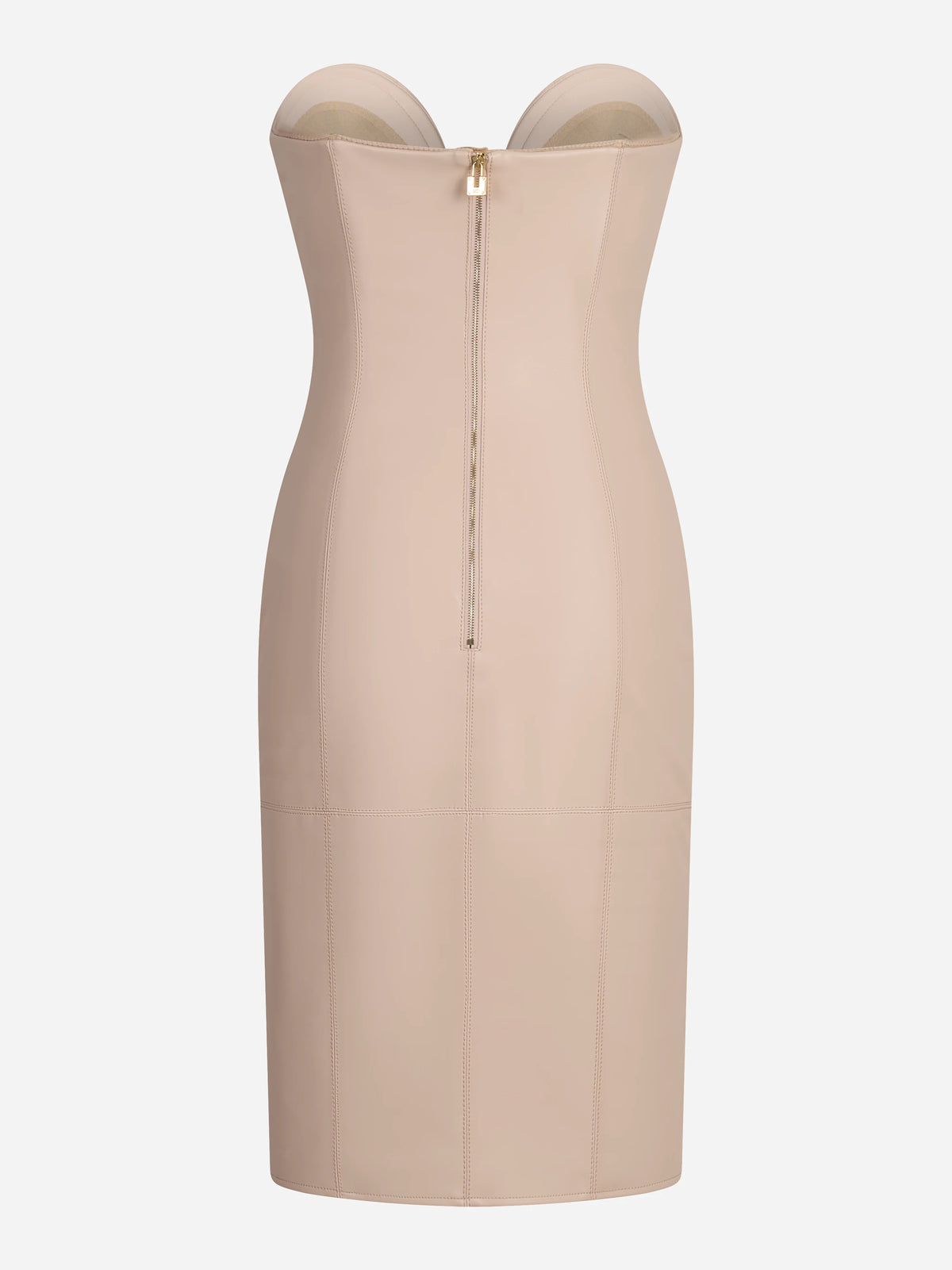 Abito con scollo a cuore e zip gioiello nude - vista posteriore