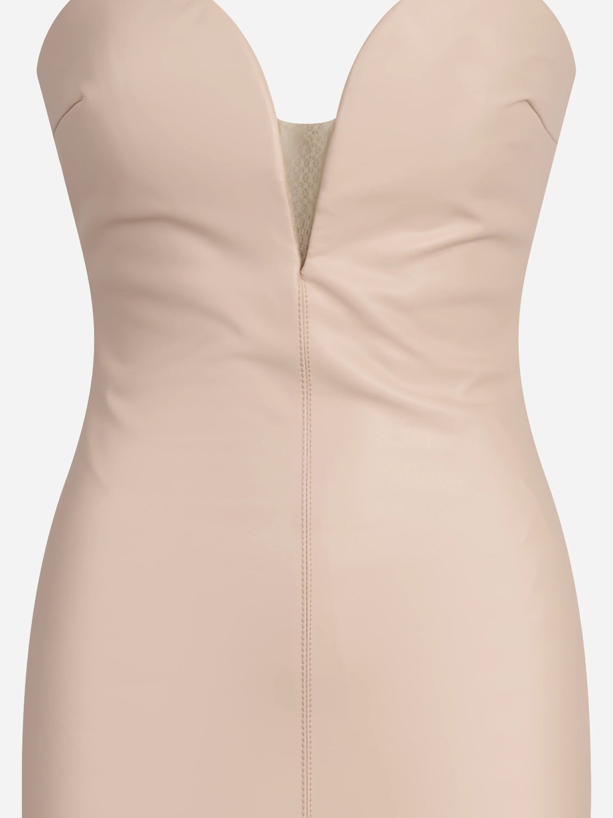 Abito con scollo a cuore e zip gioiello nude - dettaglio del busto