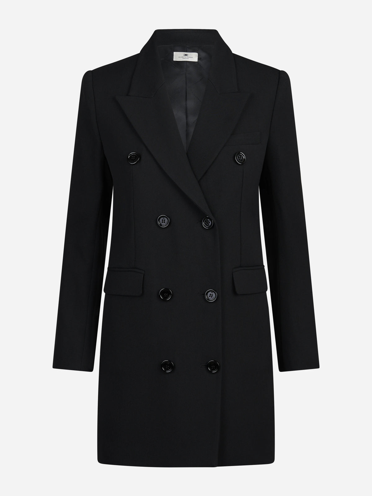 Abito blazer doppiopetto in gabardina fluida nero - vista frontale
