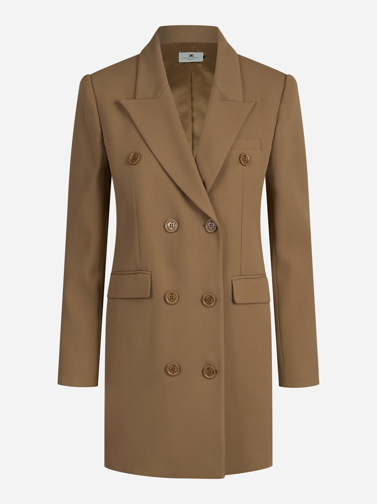 Abito robe-manteau in gabardina fluida marrone - vista frontale